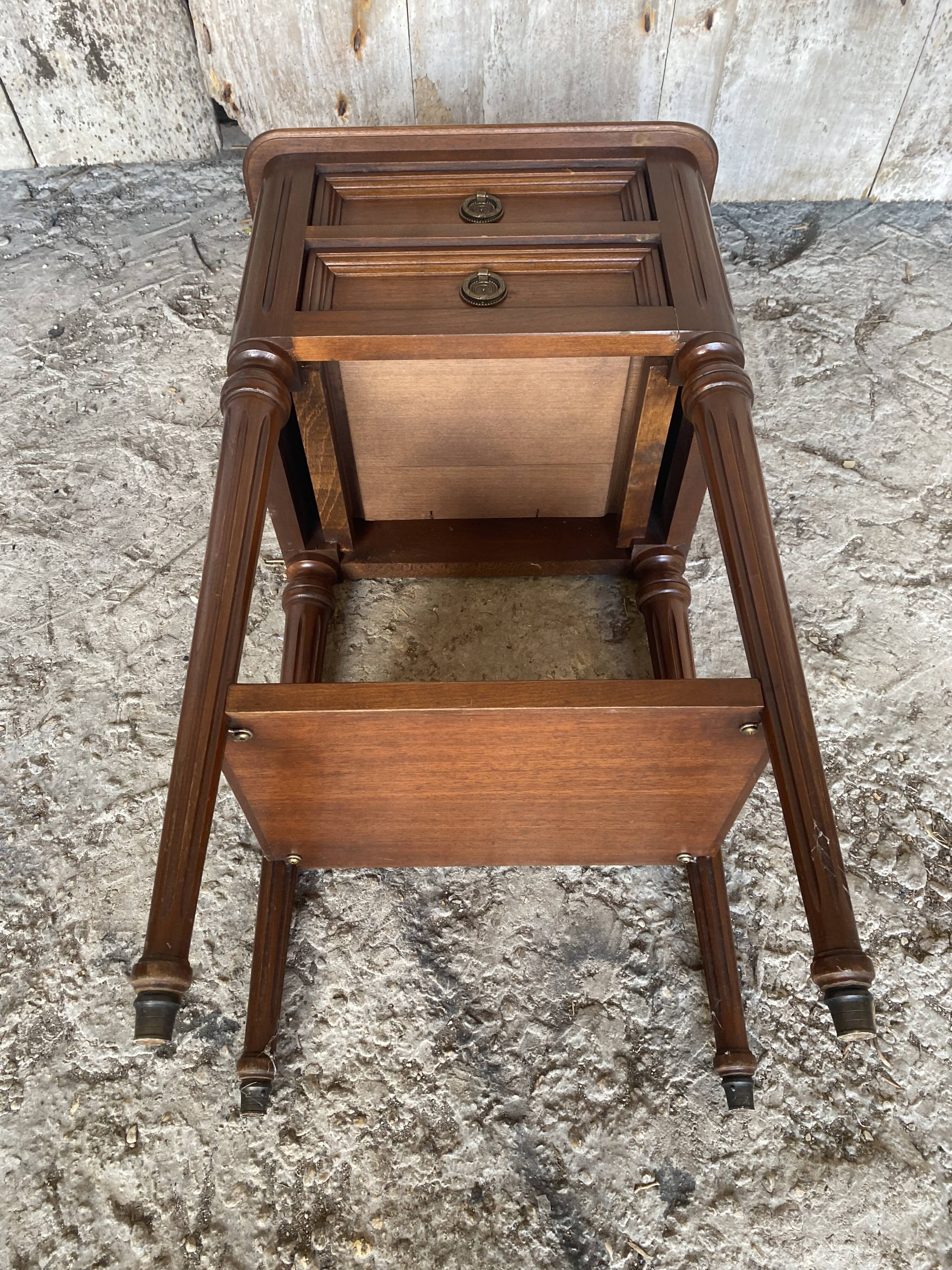 Antique Nightstand TRICOIRE Louis XVI Style Wood 2 Drawers Vintage