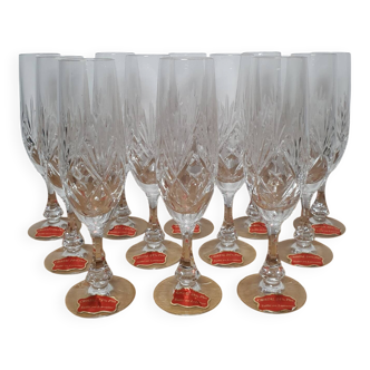 12 crystal Champagne flutes from Lorraine