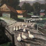 Oil painting on wood panel Basque Country Maurice Vagh Weinmann