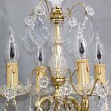 Pair of Girandoles / Chandeliers Bbronze & Crystal Louis XV Style 4 Lights