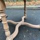 Extendable round farmhouse dining table restored in solid oak from the 19th century