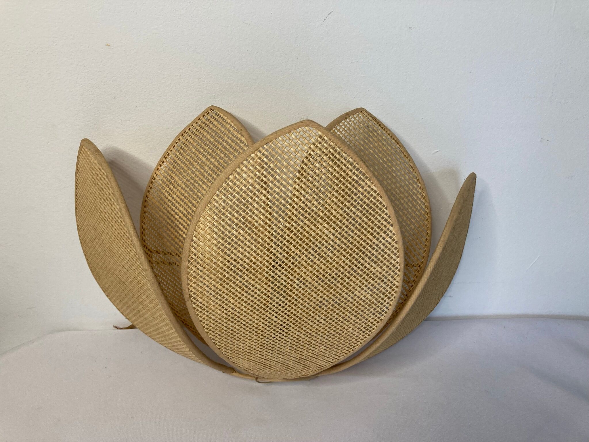 Vintage lamp wall lamp flower lotus cannage XXth