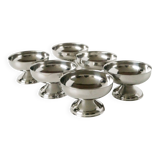 Set of 6 stainless steel bowls with low, wide feet, Design, 1970 - 10.5 X 6 cm
