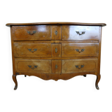 Louis XV period curved chest of drawers in elm and marquetry fillets circa 1750