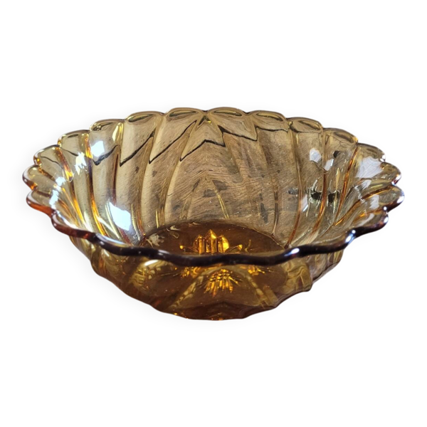Coupe en verre ambré – design torsadé vintage