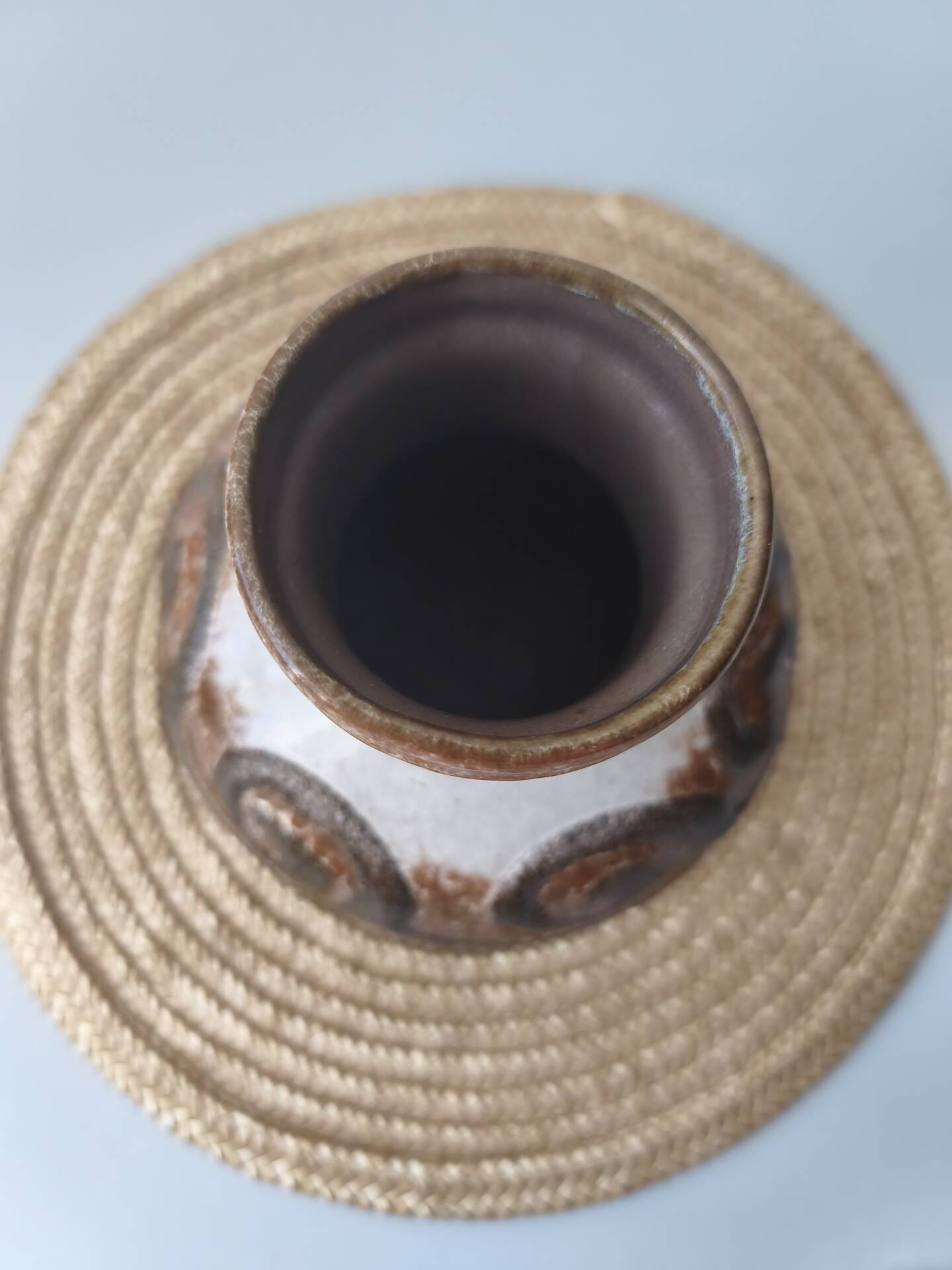 Vintage Strehla round vase, ceramic, East Germany, 1960s/70s