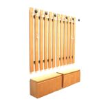 Large vintage coat rack with integrated sideboard, dating from the 1970s