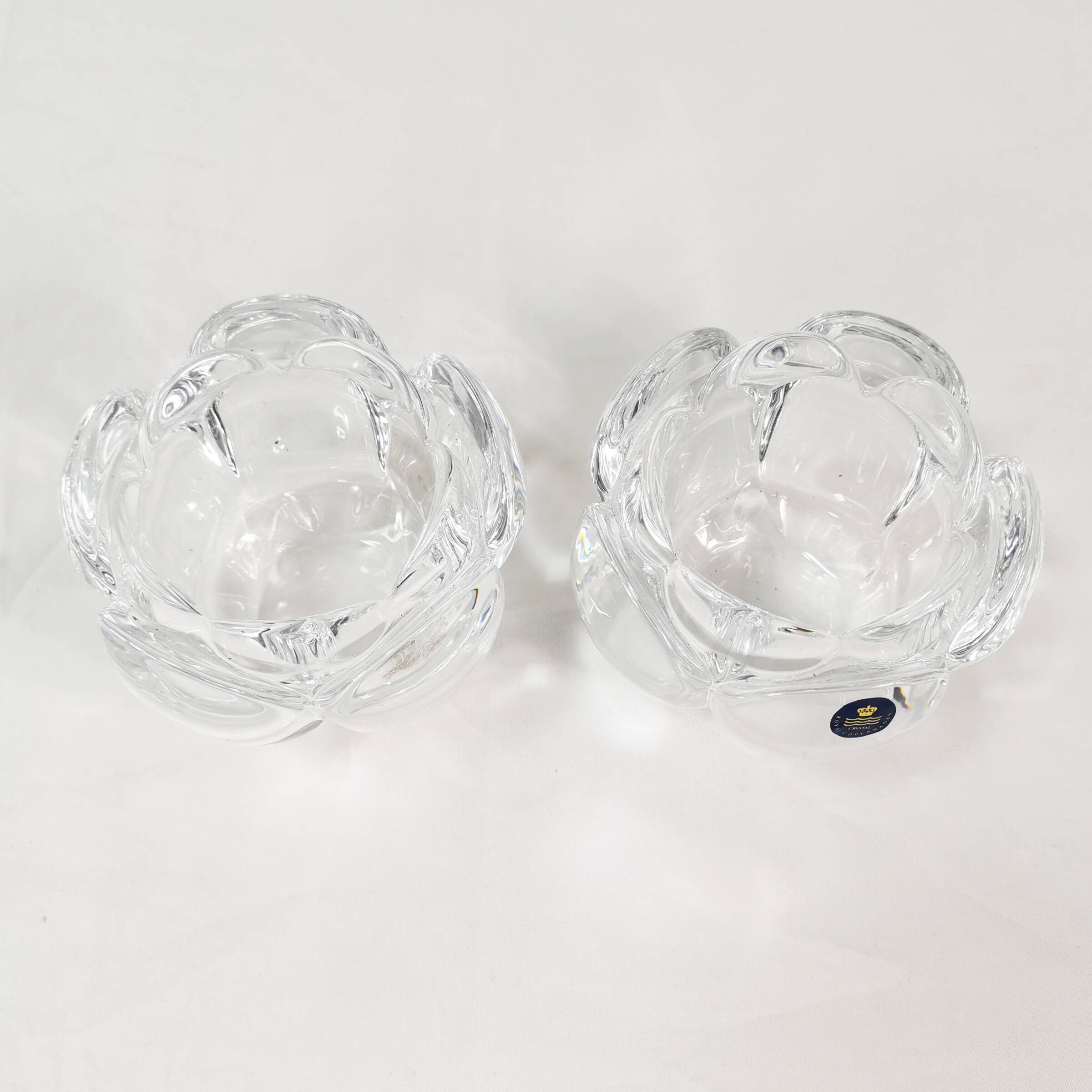 Crystal candlesticks, Royal Copenhagen, Denmark, 1980s.