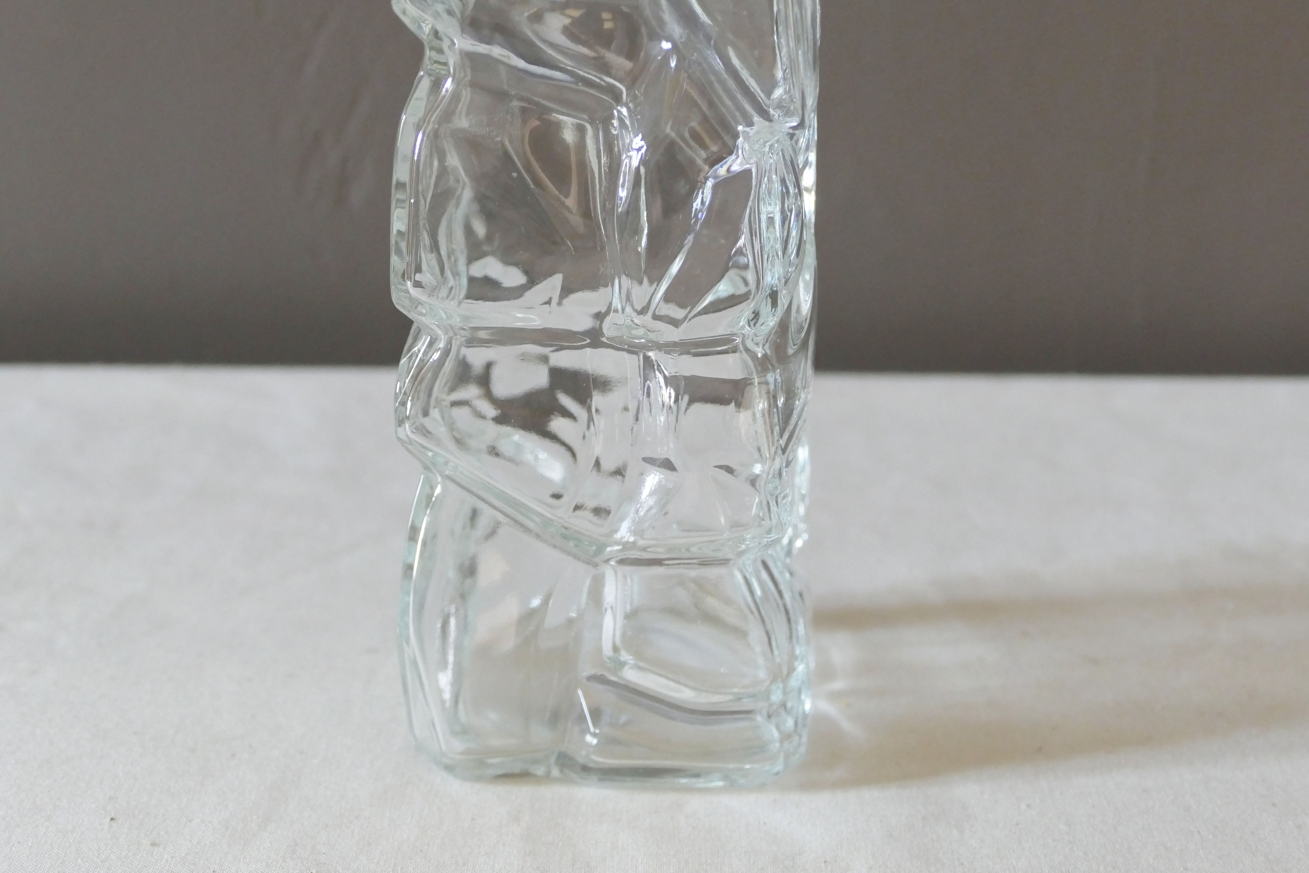 Vintage 70's glass decanter, airtight cap, rectangular shape