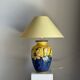 Large blue and yellow lamp with floral patterns H60
