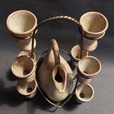 Ceramic liqueur service signed Vallauris