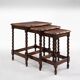 Ensemble de 3 tables gigognes en chêne et rotin du XXe siècle