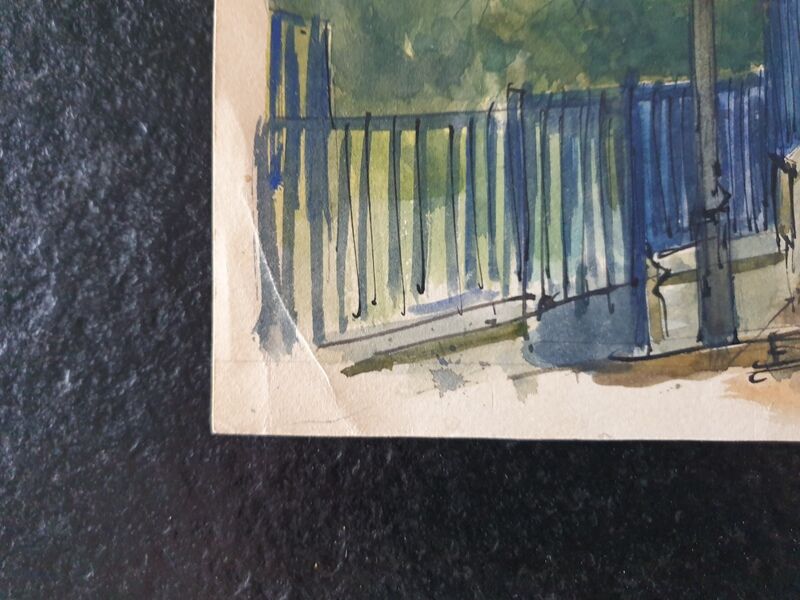 André Duculty (1912-1990) Watercolor on paper "Square du Sacré Coeur in Montmartre, Paris" Signed