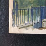 André Duculty (1912-1990) Watercolor on paper "Square du Sacré Coeur in Montmartre, Paris" Signed