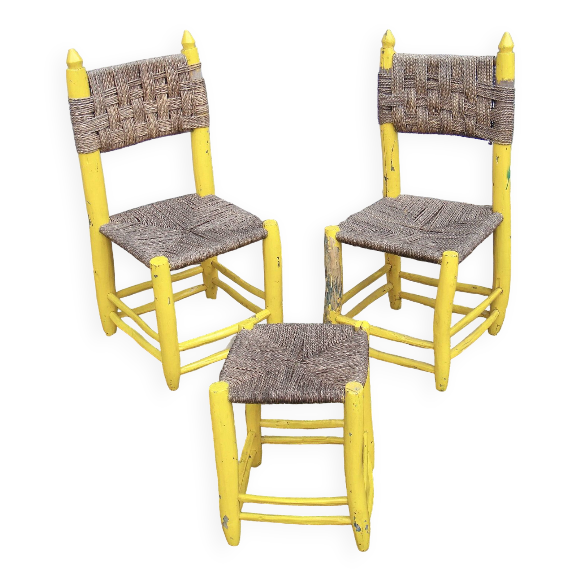 2 chairs + 1 vintage shepherd's stool