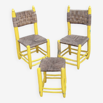 2 chairs +1 vintage sheepfold stool