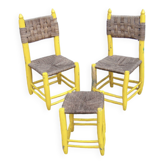 2 chairs +1 vintage sheepfold stool