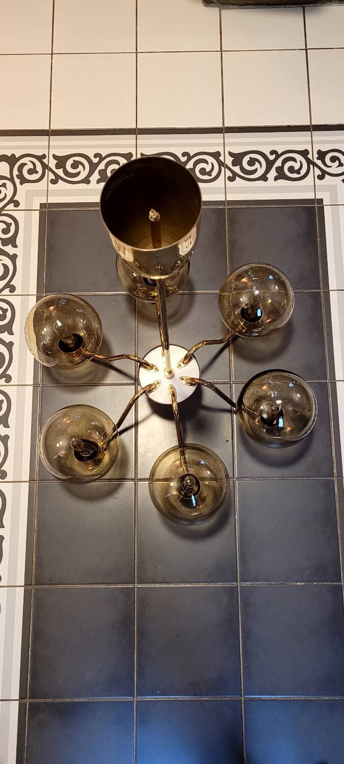 6-arm Scandinavian chandelier, 1960s, Hans Agne Jakobsson model T372/12