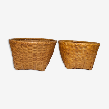 Vintage braided bamboo pot covers