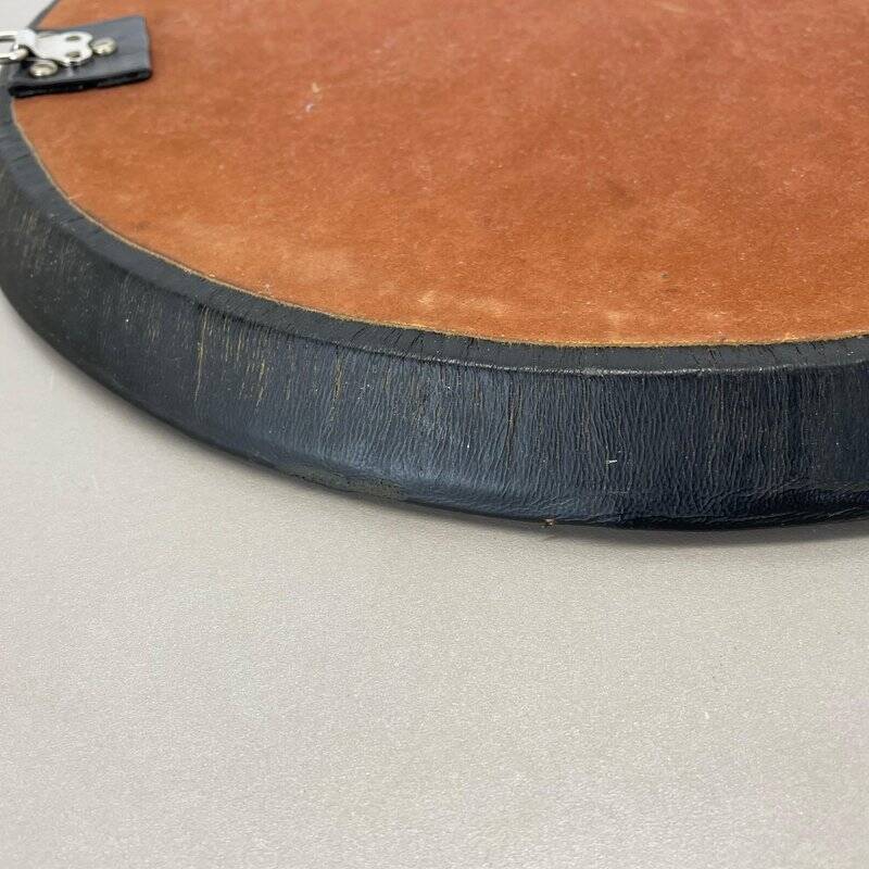 Miroir mural vintage en cuir à motifs, années 1950