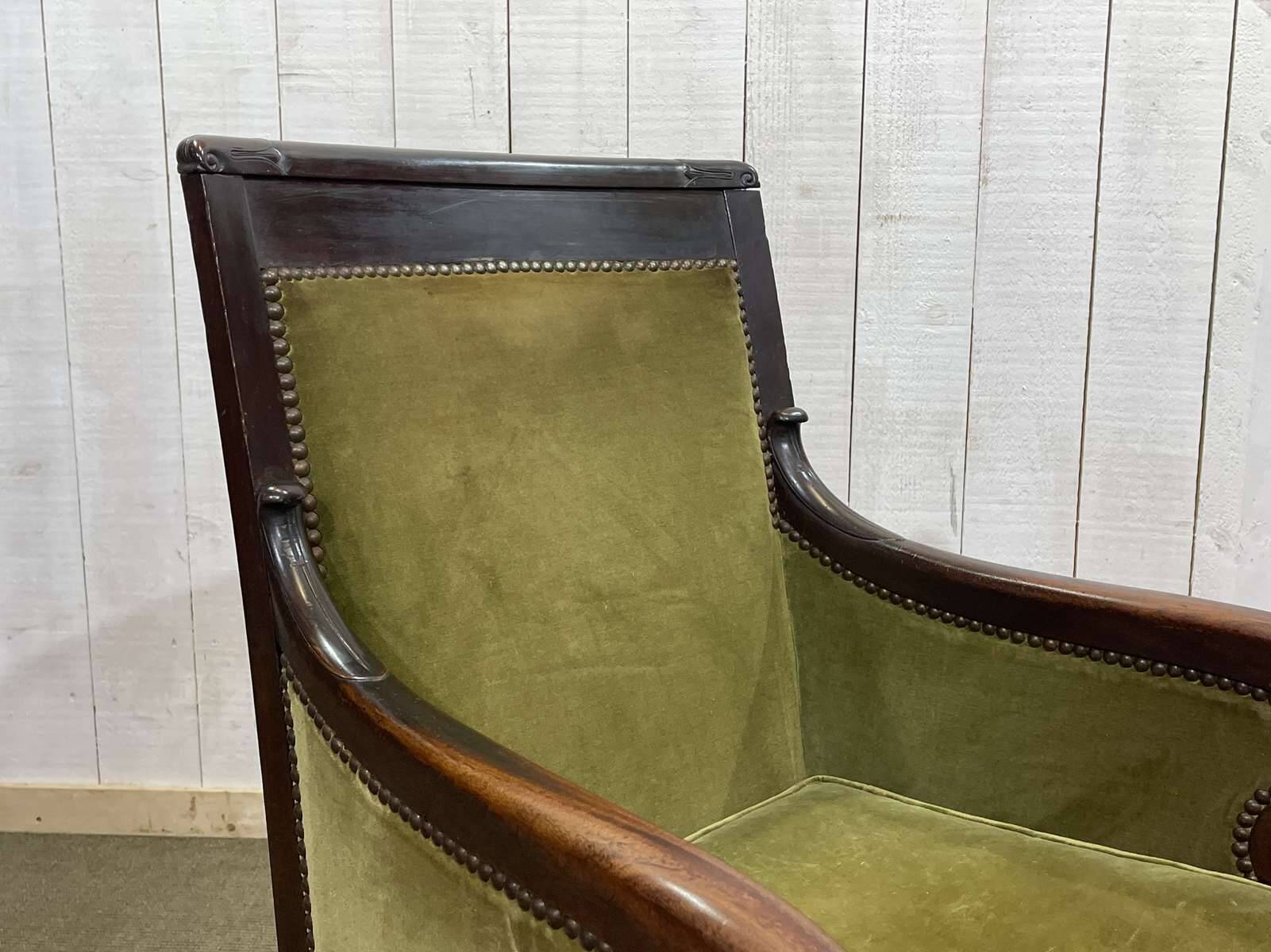 19th-century bergère in mahogany