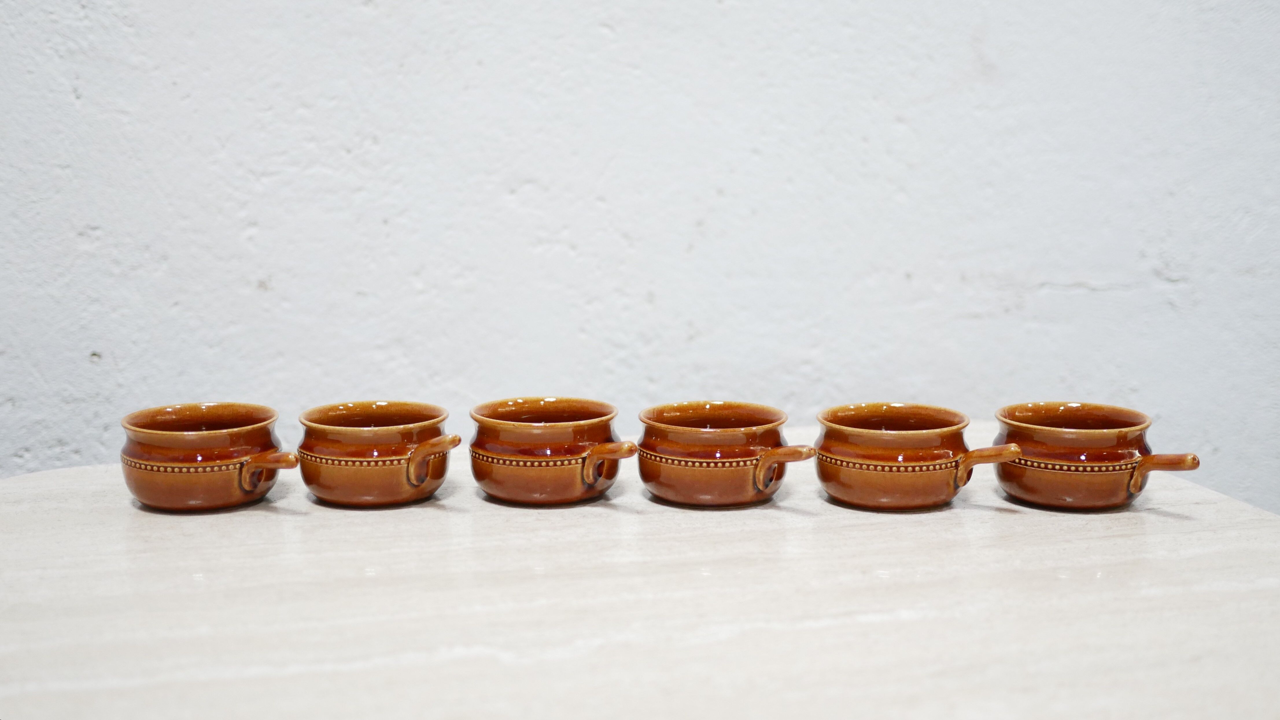 Series of 6 vintage Scandinavian ceramic cups by Höganäs Keramik