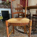 Table provençale artisanale piètement fer forgé 4 chaises gerbe et deux fauteuils gerbe Rochebobois