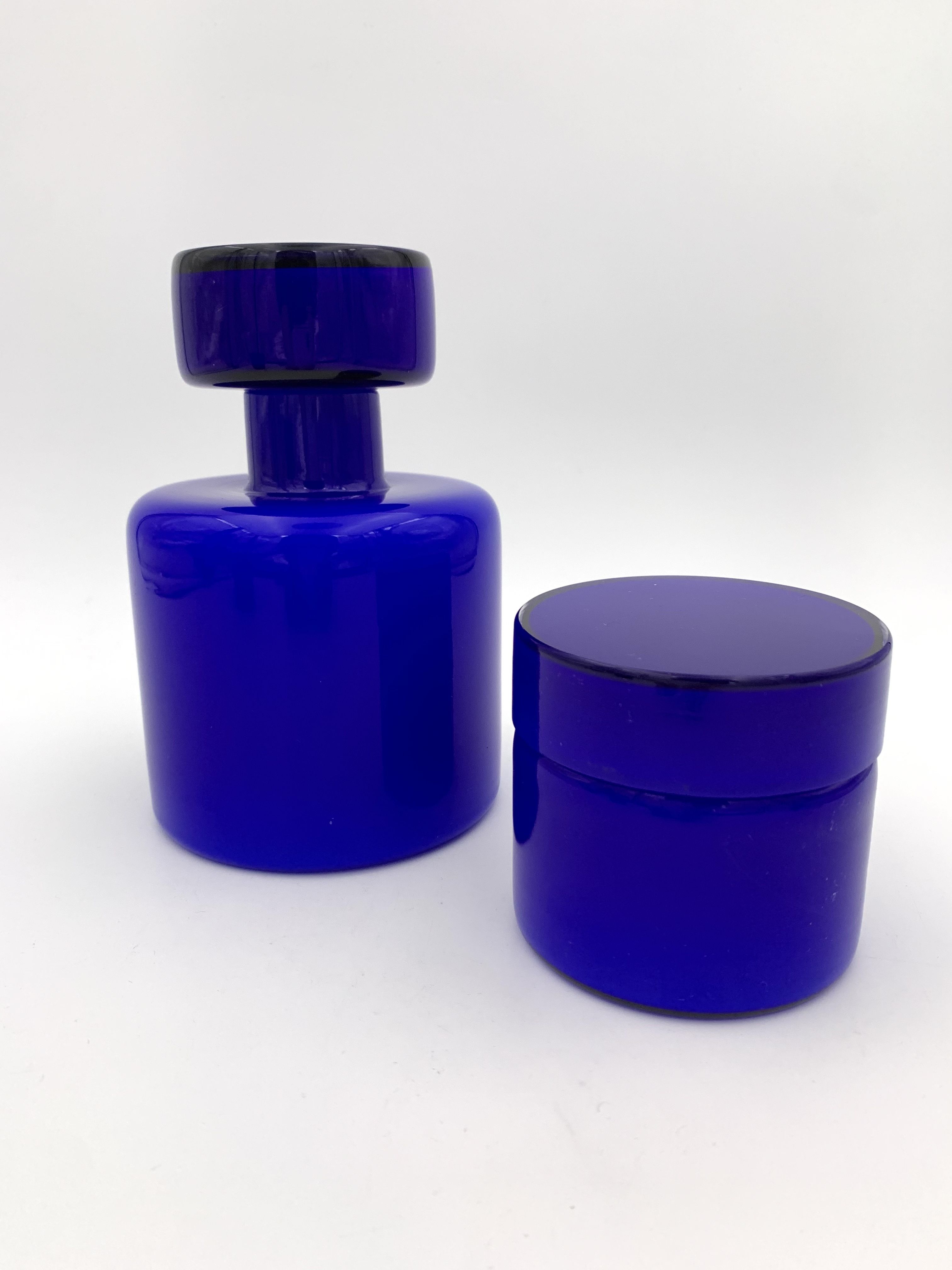 Set of glass bottles, toilet pad, Klein blue - 20th century