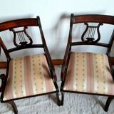 Pair of Charles X style Lyre-backed armchairs