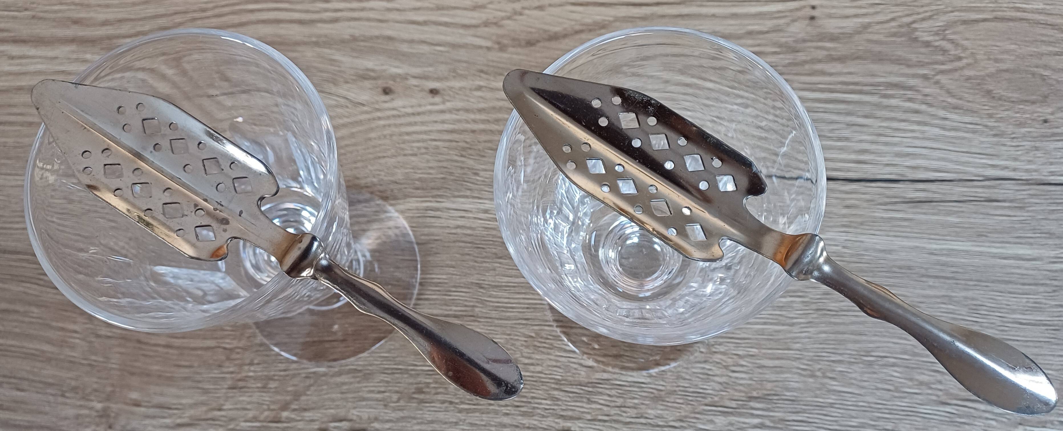 2 crystal absinthe glasses