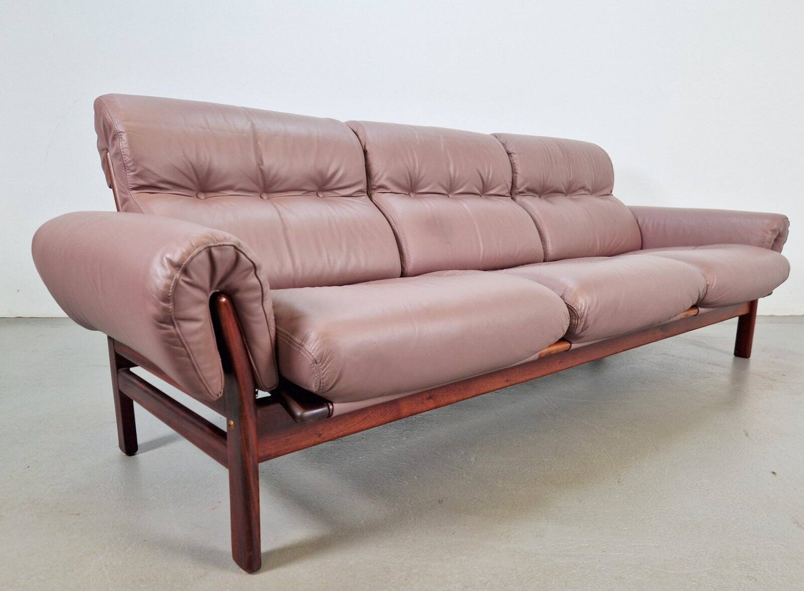Vintage Teak Leather Sofa from Coja, Netherlands, 1960s