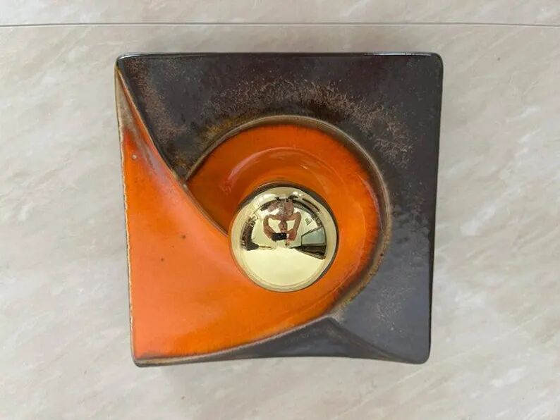 Pair of Midcentury Wall Lamp or Ceiling Flush Mount PAN, Ceramic, Germany, 1970s