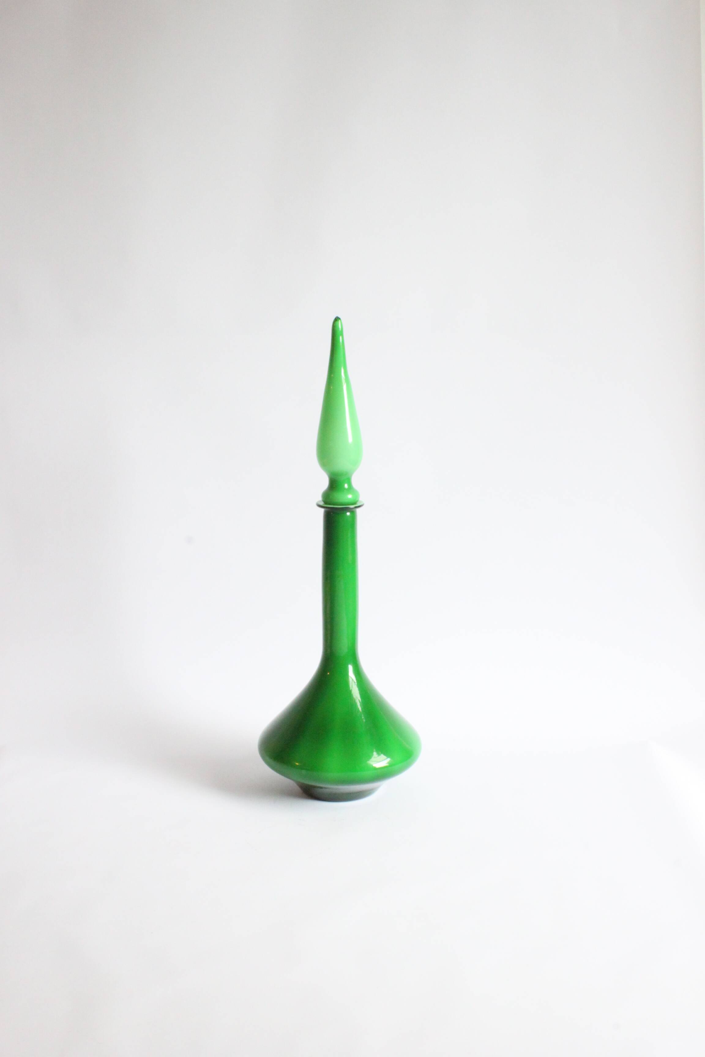 Cased Glass Genie Bottle, Empoly 1970s