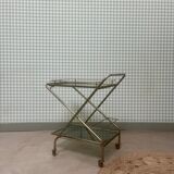 Desserte vintage laiton et verre