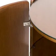 Round wood bar cabinet with glass top, Italy 1960s