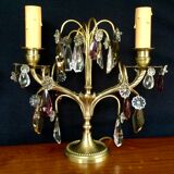 Pair of bronze and crystal girandoles