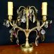 Paire de girandoles en bronze et cristal