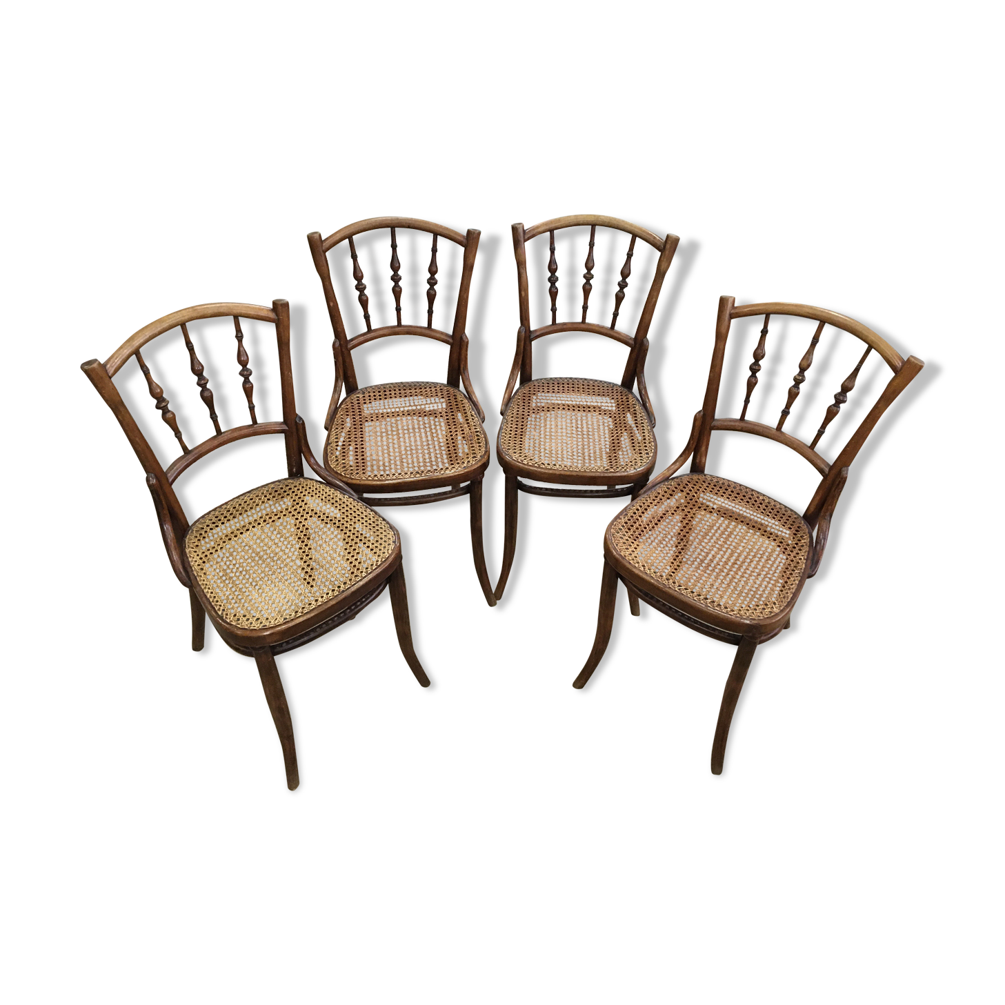 4 old wooden bistro chairs