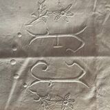 Old embroidered sheet, monogram F J