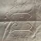 Drap brodé ancien, monogramme F J