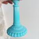 Antique blue opaline candlesticks Portieux Vallerysthal