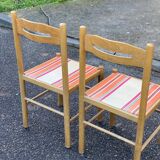 4 solid wood chairs with straw and fabric