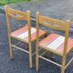 4 solid wood chairs with straw and fabric