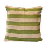 Handwoven Turkish Cushion Cover Green Cream Striped Scatter Cushion