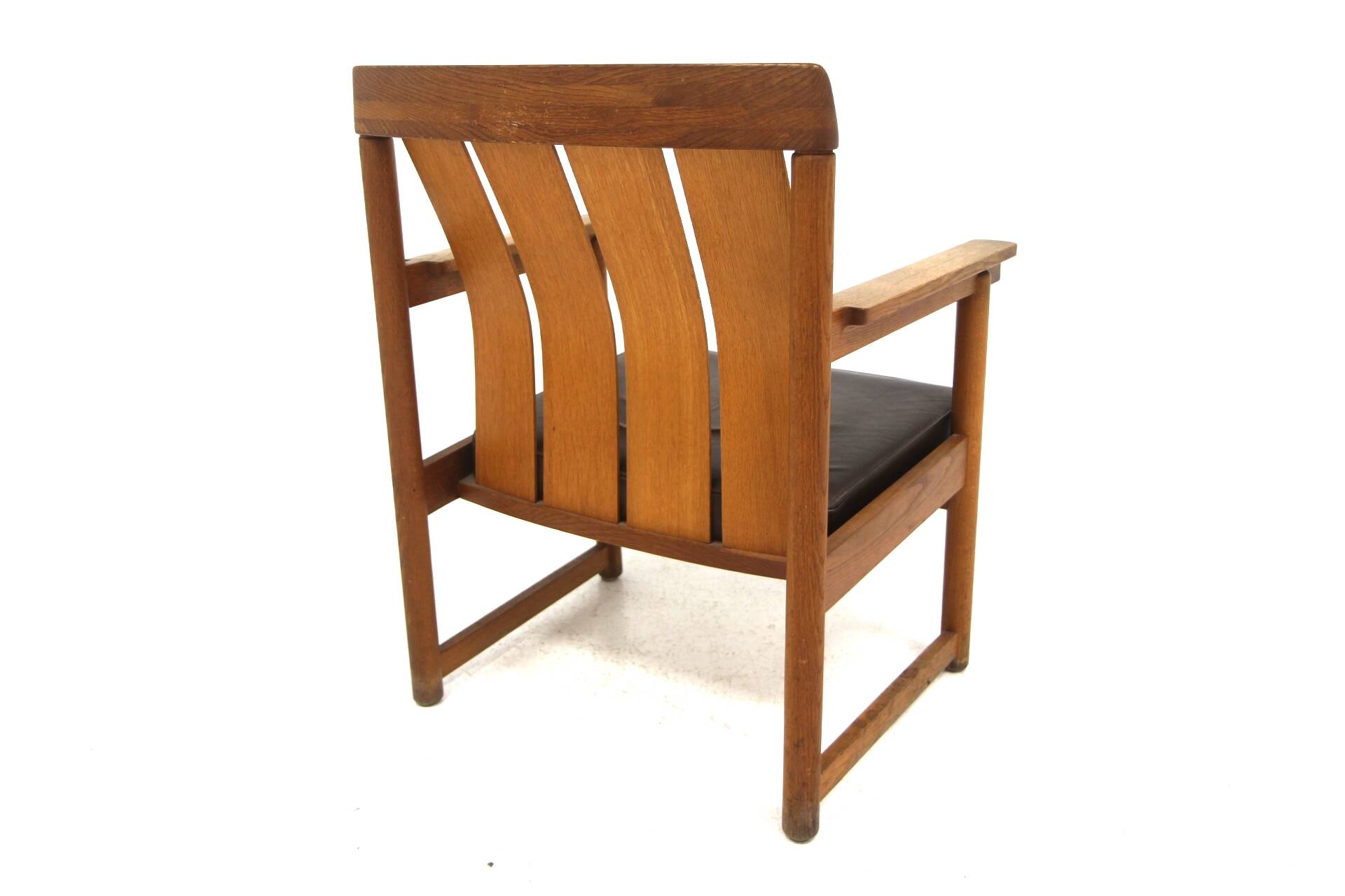 leather and oak armchair, Ferdinand Lundqvist, Sweden, 1960