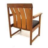 leather and oak armchair, Ferdinand Lundqvist, Sweden, 1960