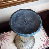 Art Deco Frosted Acrylic and Verdigris Brass Pricket Candleholder
