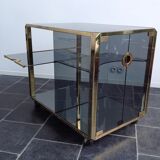 Bar Trolley in Brass & Smoked Glass by Mario Sabot, 1973