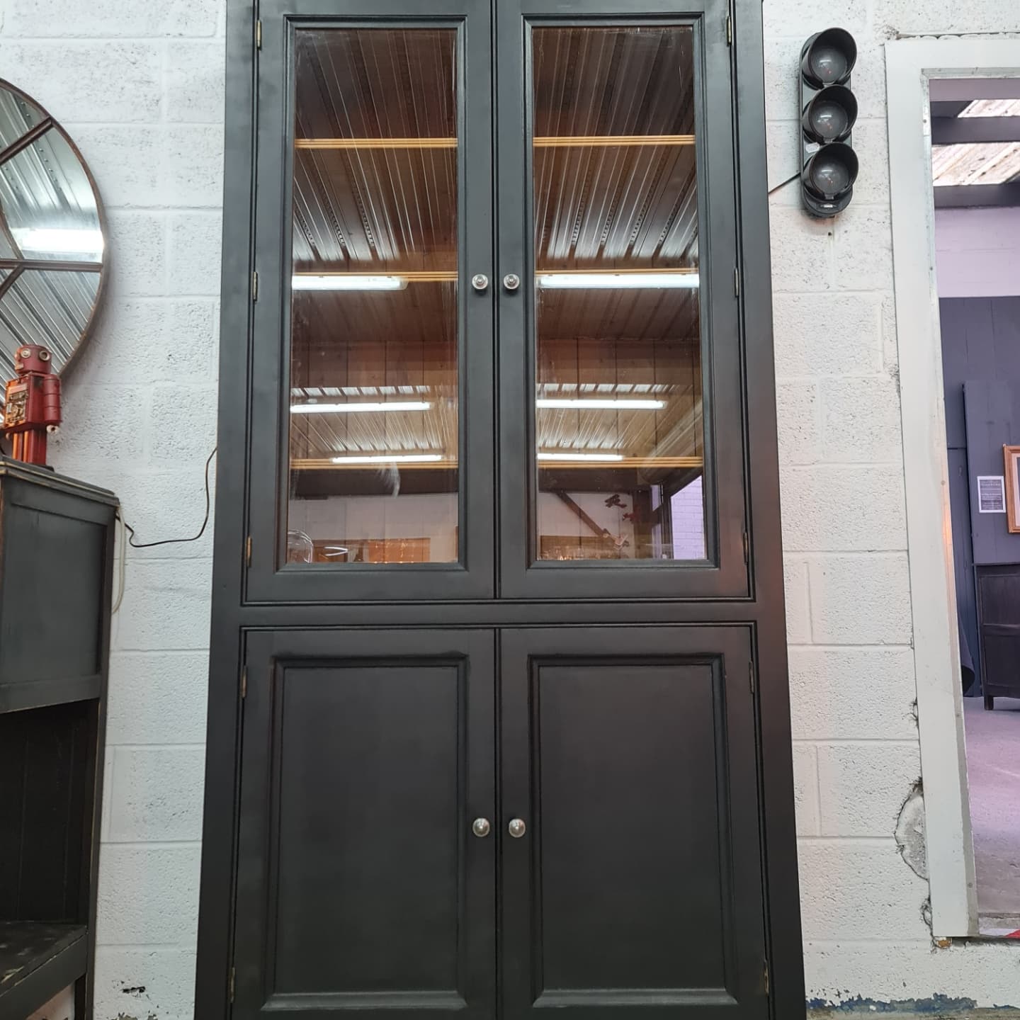 Showcase library patina black industrial furniture