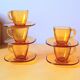 70s amber glass cups